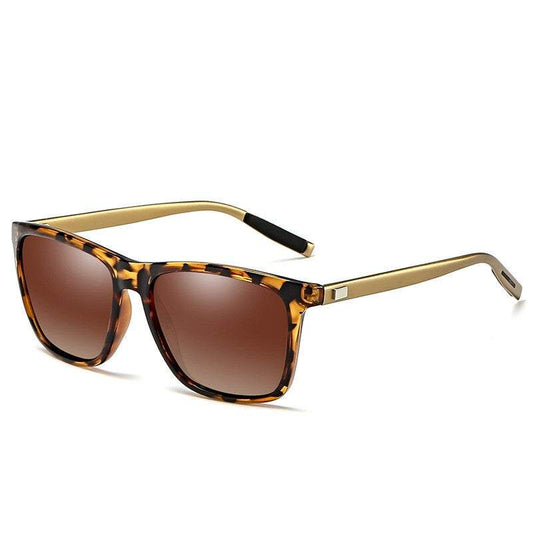 Sunglasses Outdoor Riding Polarized Unisex Square Aluminium Magnesium Driving Brown
