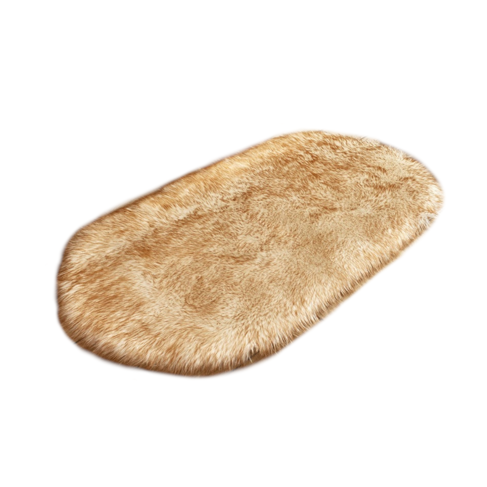Oval Shaped Artificial Wool Fur Soft Plush Rug Carpet Mat