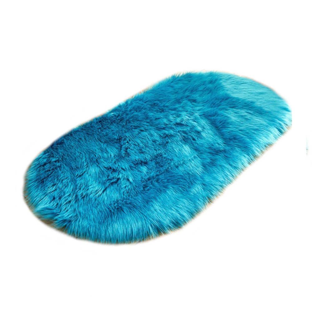 Oval Shaped Artificial Wool Fur Soft Plush Rug Carpet Mat
