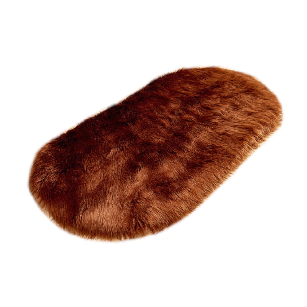 Oval Shaped Artificial Wool Fur Soft Plush Rug Carpet Mat