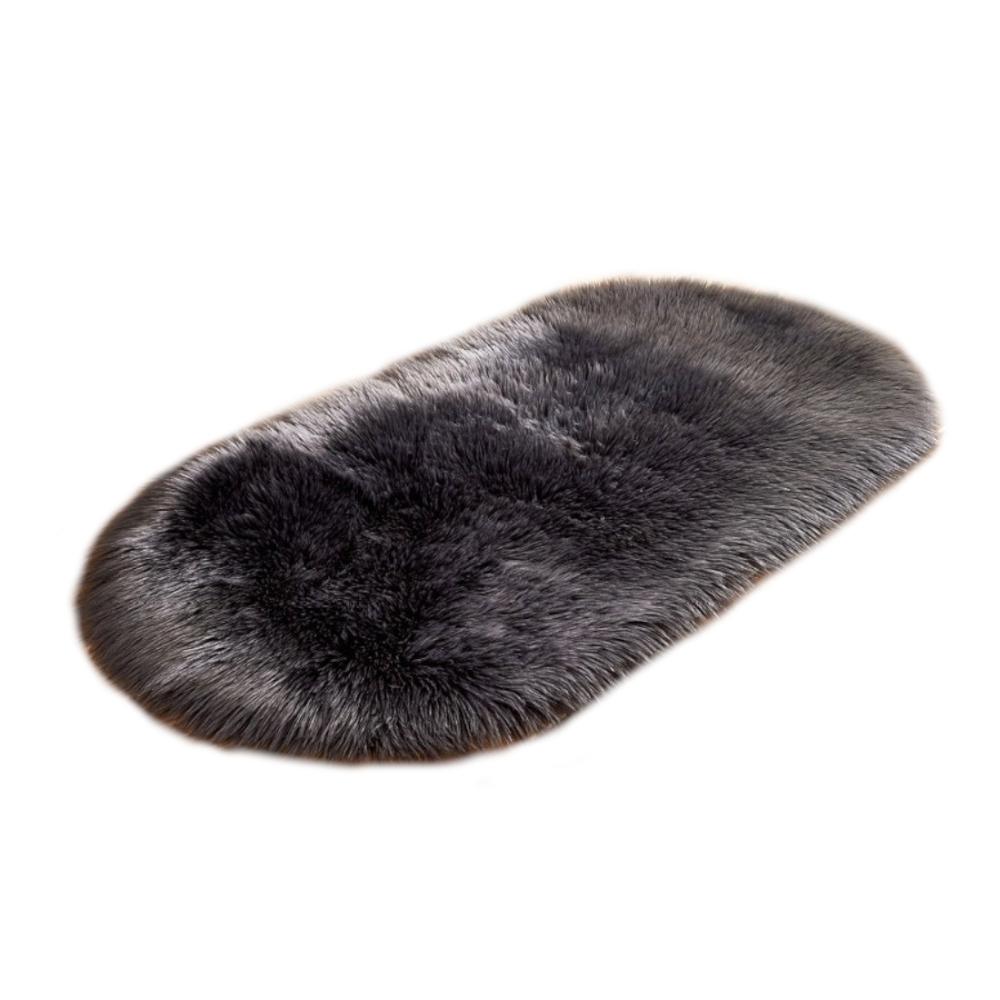 Oval Shaped Artificial Wool Fur Soft Plush Rug Carpet Mat