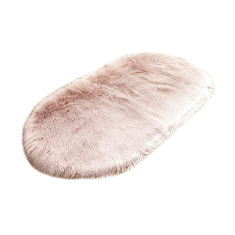 Oval Shaped Artificial Wool Fur Soft Plush Rug Carpet Mat