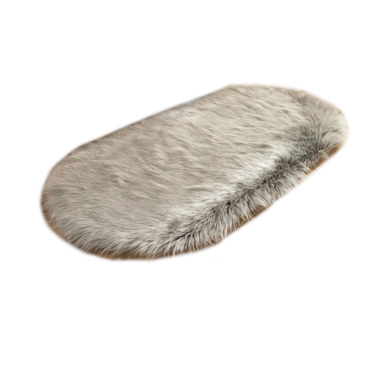 Oval Shaped Artificial Wool Fur Soft Plush Rug Carpet Mat