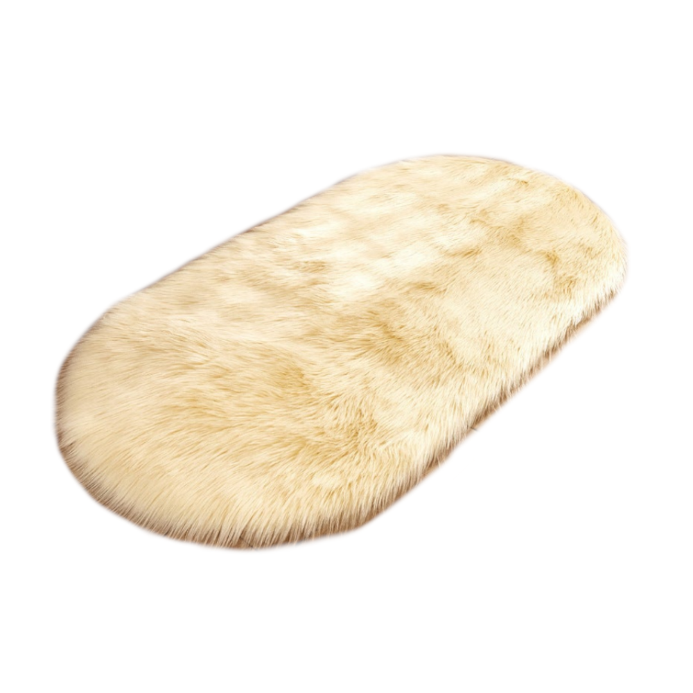 Oval Shaped Artificial Wool Fur Soft Plush Rug Carpet Mat