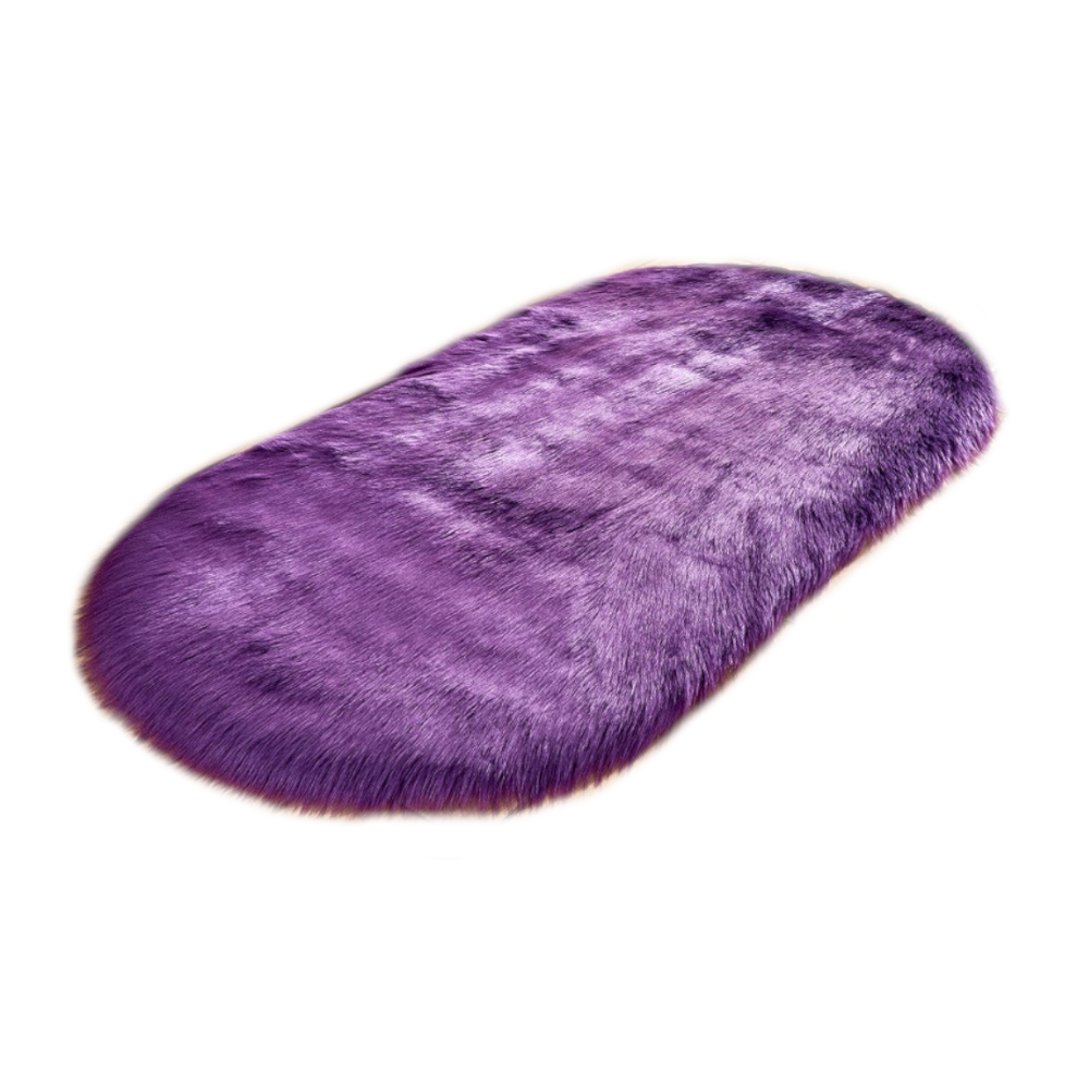 Oval Shaped Artificial Wool Fur Soft Plush Rug Carpet Mat