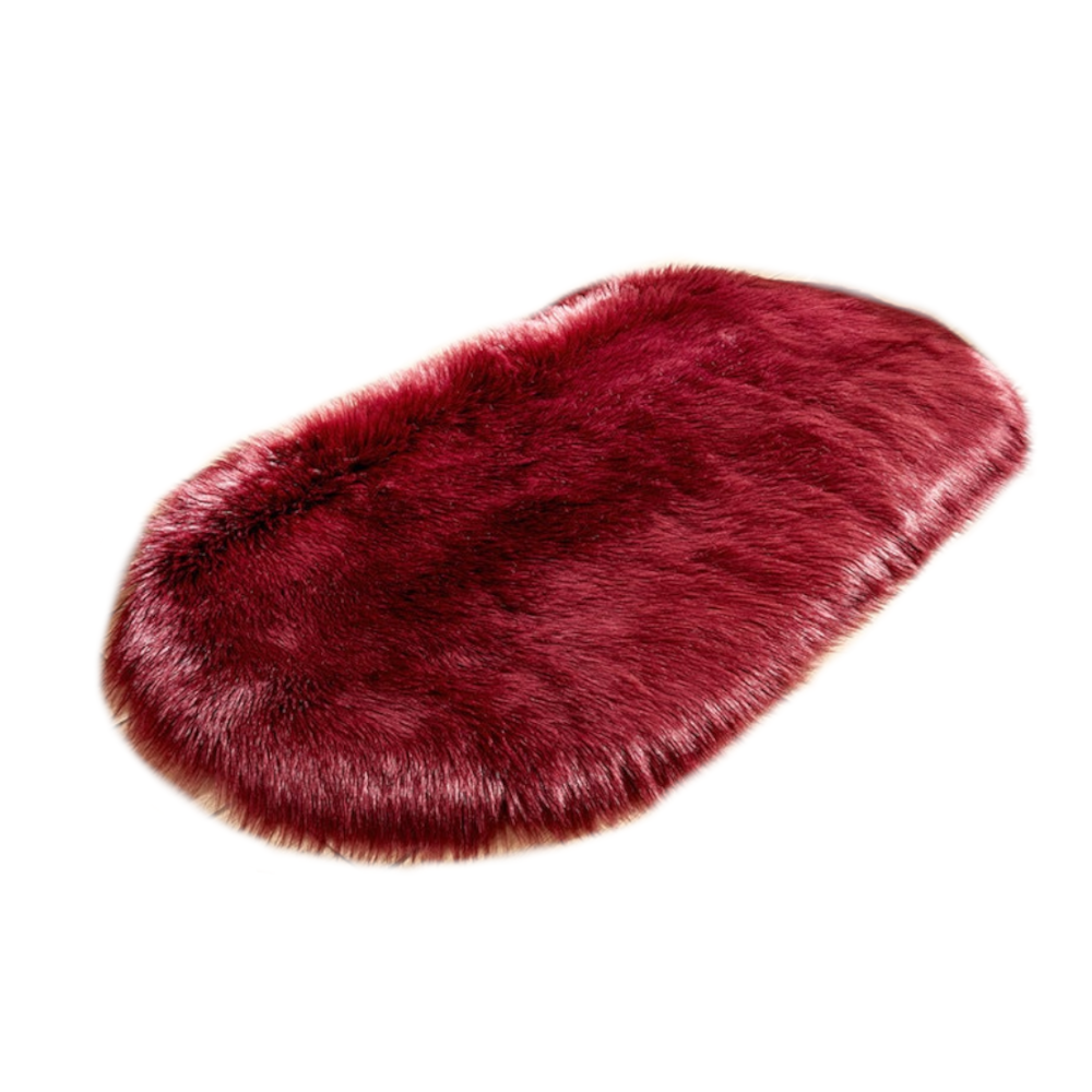 Oval Shaped Artificial Wool Fur Soft Plush Rug Carpet Mat