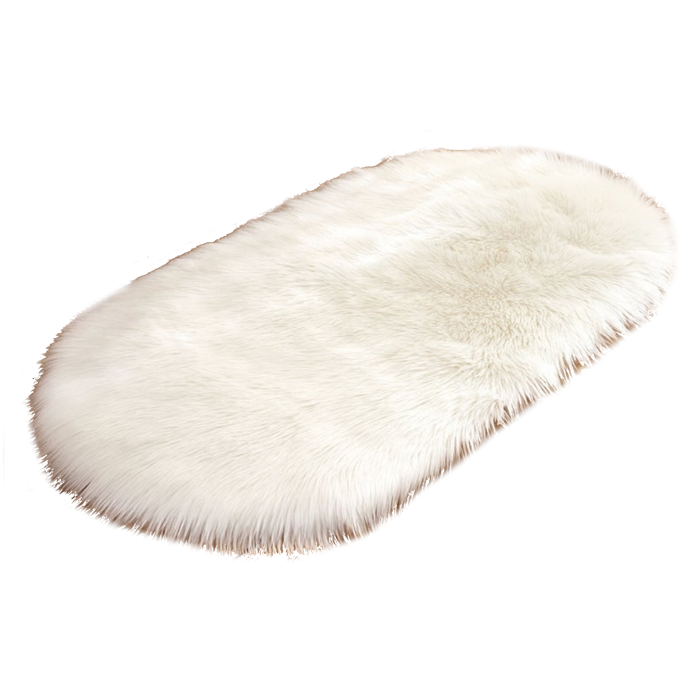 Oval Shaped Artificial Wool Fur Soft Plush Rug Carpet Mat