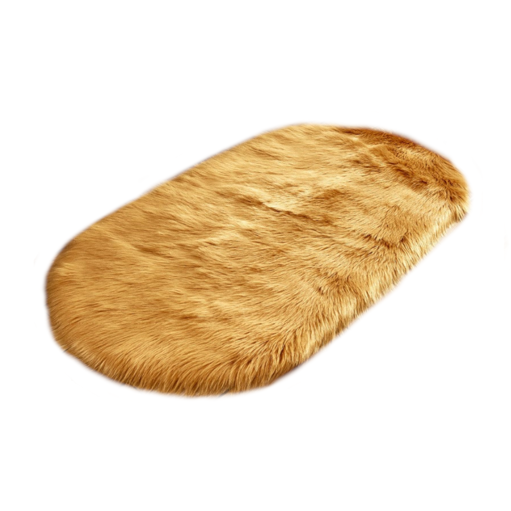 Oval Shaped Artificial Wool Fur Soft Plush Rug Carpet Mat