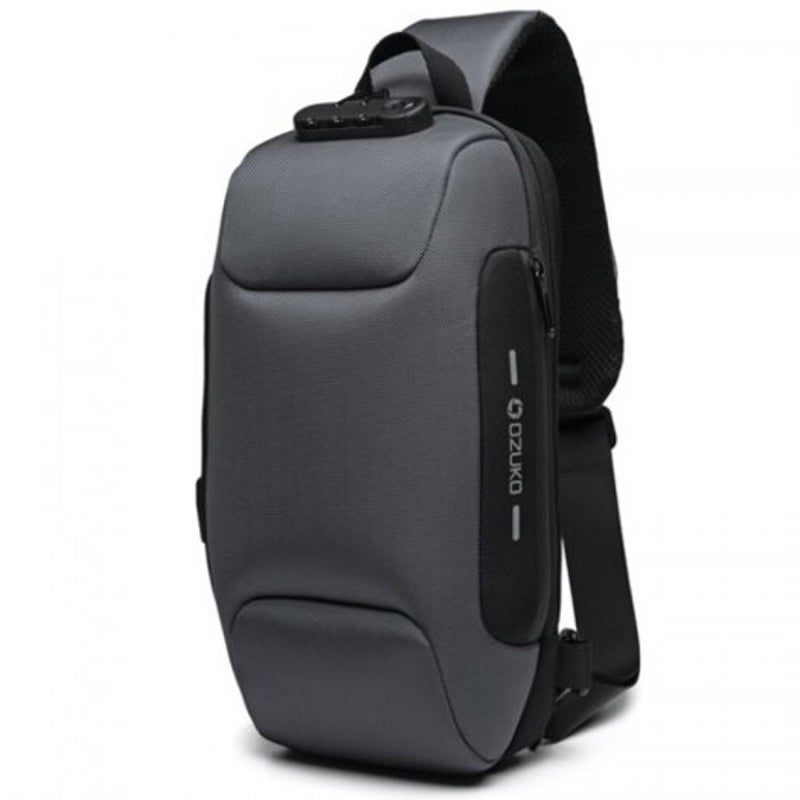Ozuko Men's Anti Theft Chest Bag Waterproof Oxford Cloth Dark Gray
