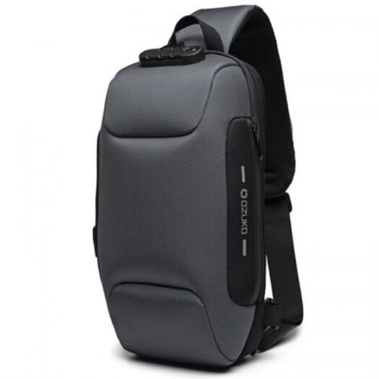 Ozuko Men's Anti Theft Chest Bag Waterproof Oxford Cloth Dark Gray