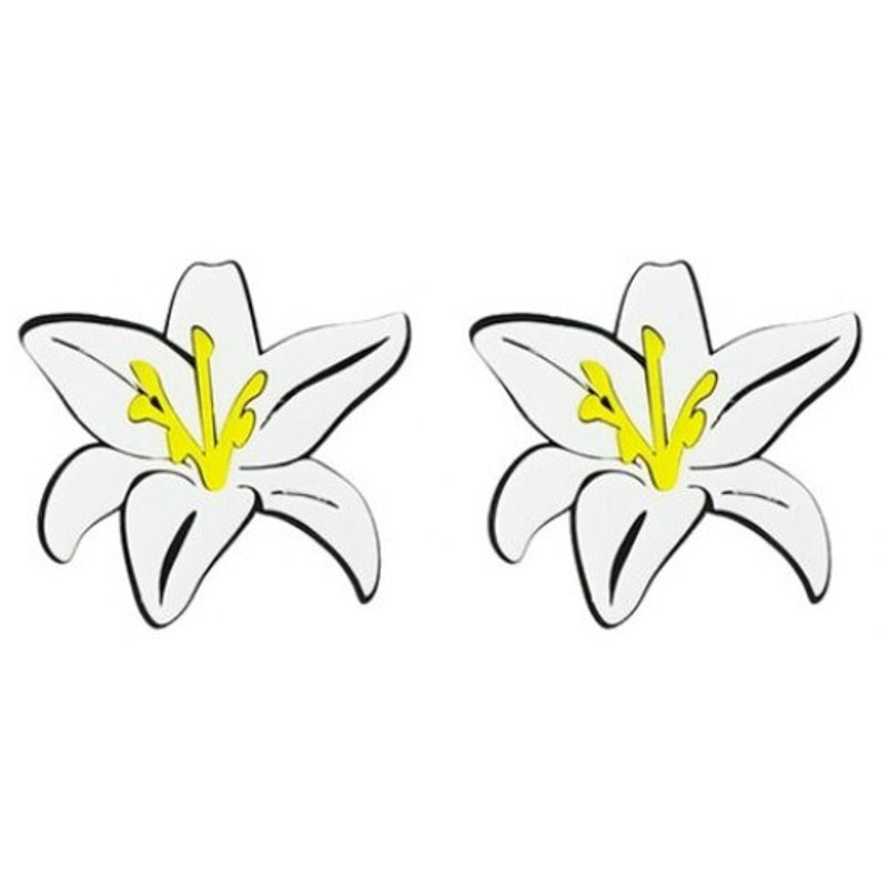 Veile Studios Pair Of Alloy Lily Flower Earrings White
