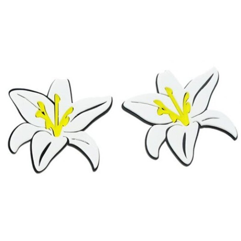 Veile Studios Pair Of Alloy Lily Flower Earrings White