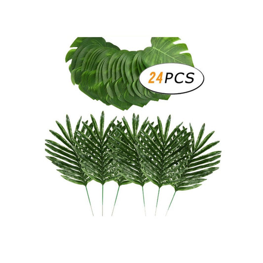 Party Decorations Artificial Palm Monstera Leaves Hibiscus Flowers