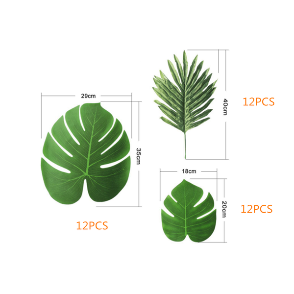 Party Decorations Artificial Palm Monstera Leaves Hibiscus Flowers