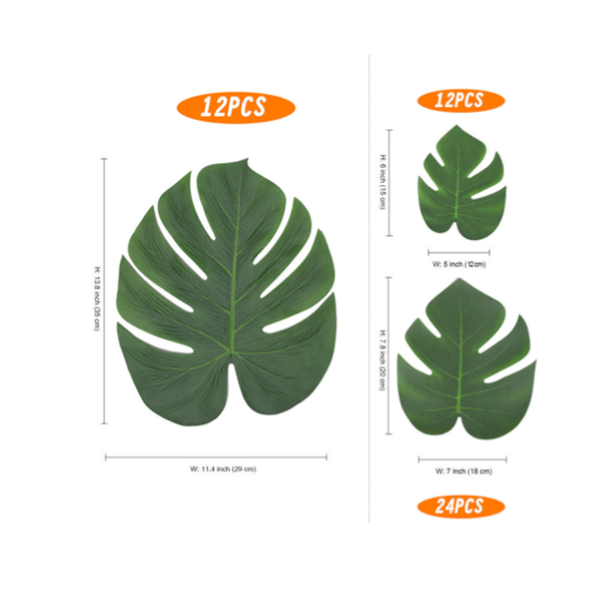 Party Decorations Artificial Palm Monstera Leaves Hibiscus Flowers