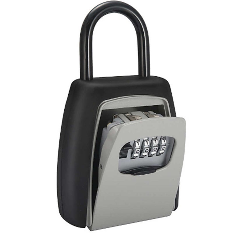 Password Key Box Four Digit Lock Padlock Type Storage Grey
