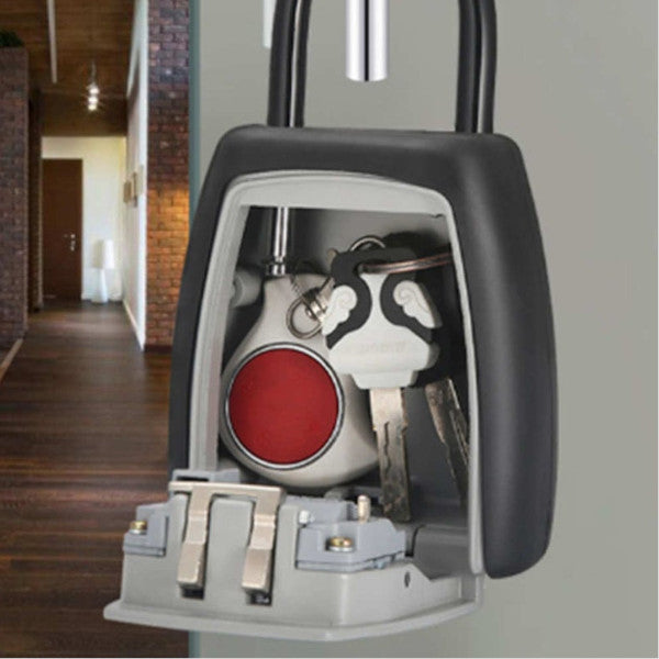 Password Key Box Four Digit Lock Padlock Type Storage Grey