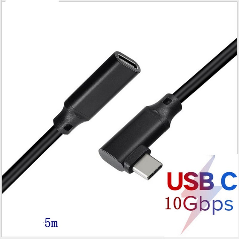 100W Pd 5A Curved Usb3.1 Type 90 Degree Extension Cable Cord 5M