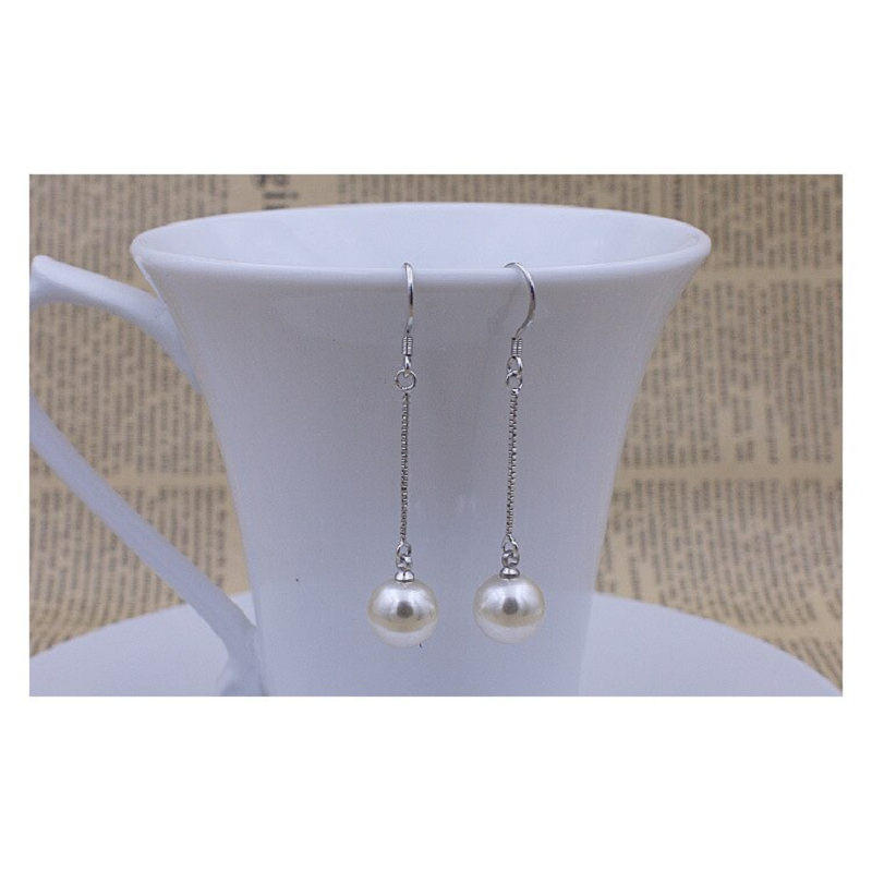 Water Drop Dangle Studs Pearl Earrings Wire Beads