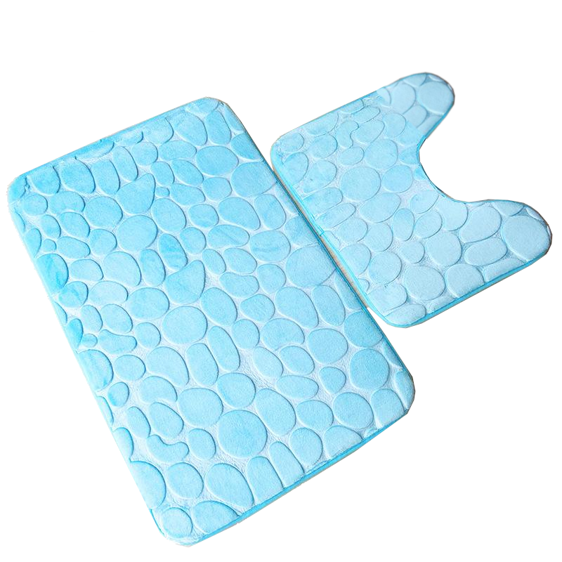Pebbles Bath Mat Set Bathroom Square Shaped U Non Slip Floor Mats