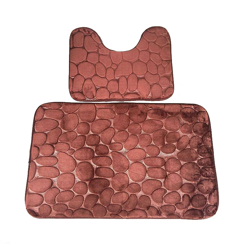 Pebbles Bath Mat Set Bathroom Square Shaped U Non Slip Floor Mats