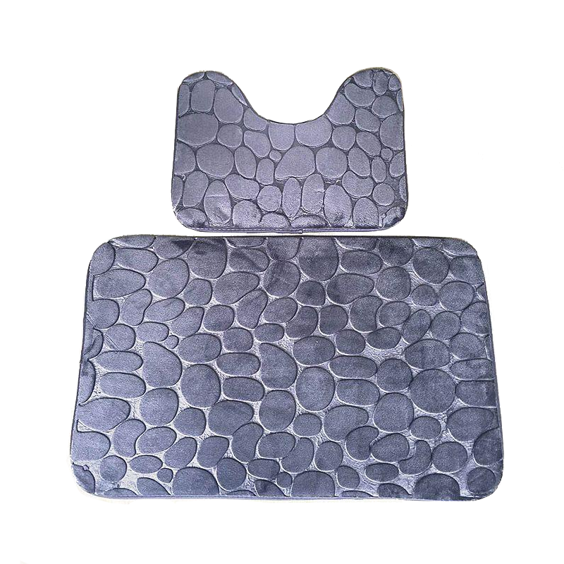 Pebbles Bath Mat Set Bathroom Square Shaped U Non Slip Floor Mats