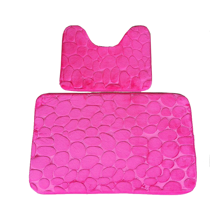 Pebbles Bath Mat Set Bathroom Square Shaped U Non Slip Floor Mats