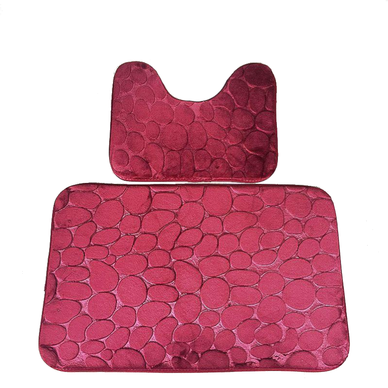 Pebbles Bath Mat Set Bathroom Square Shaped U Non Slip Floor Mats