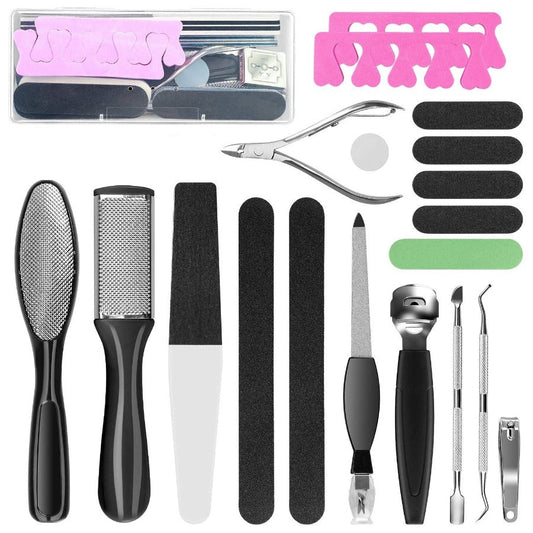 Pedicure Kit 20 Inch 1 Black Stainless Steel Professional Tools Set Foot Peel Callus