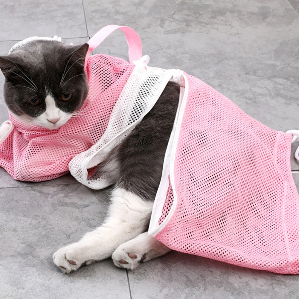 Pet Cat Bathing Bag Mesh Cloth Grooming Supplies Washing Bags