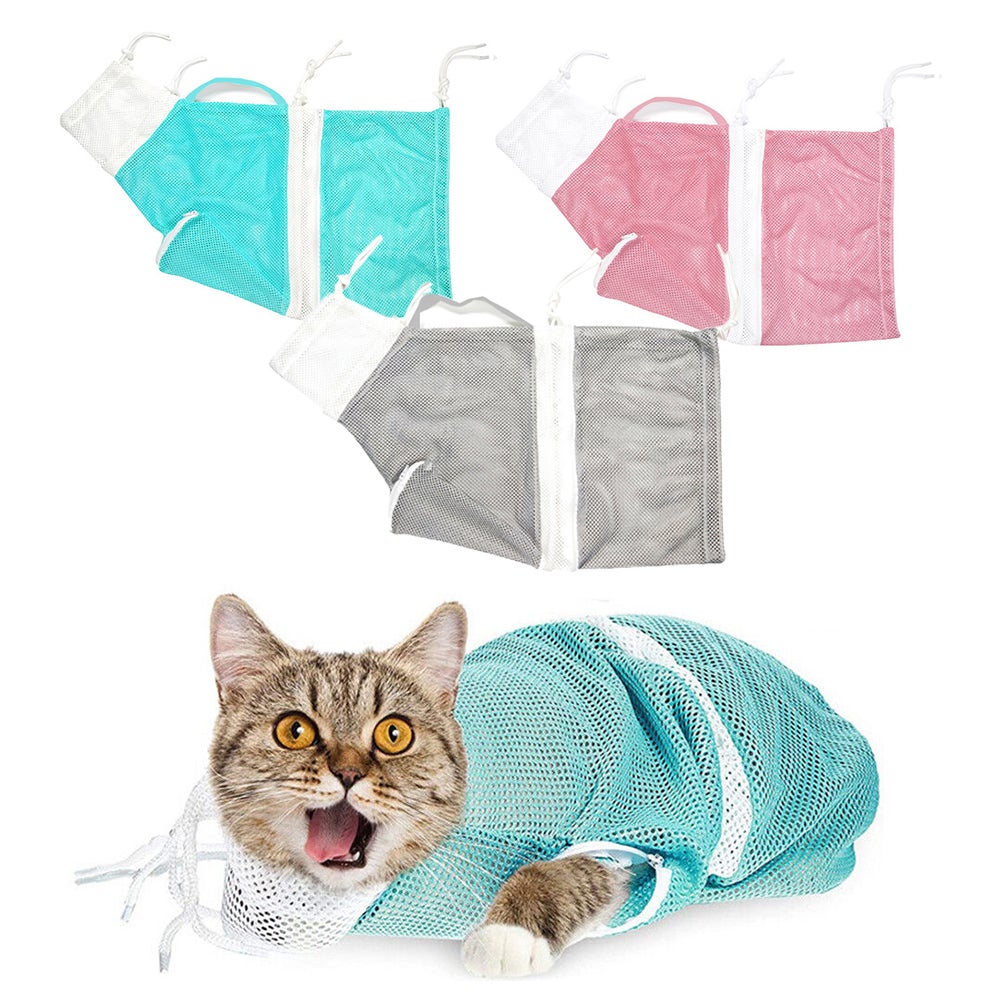 Pet Cat Bathing Bag Mesh Cloth Grooming Supplies Washing Bags