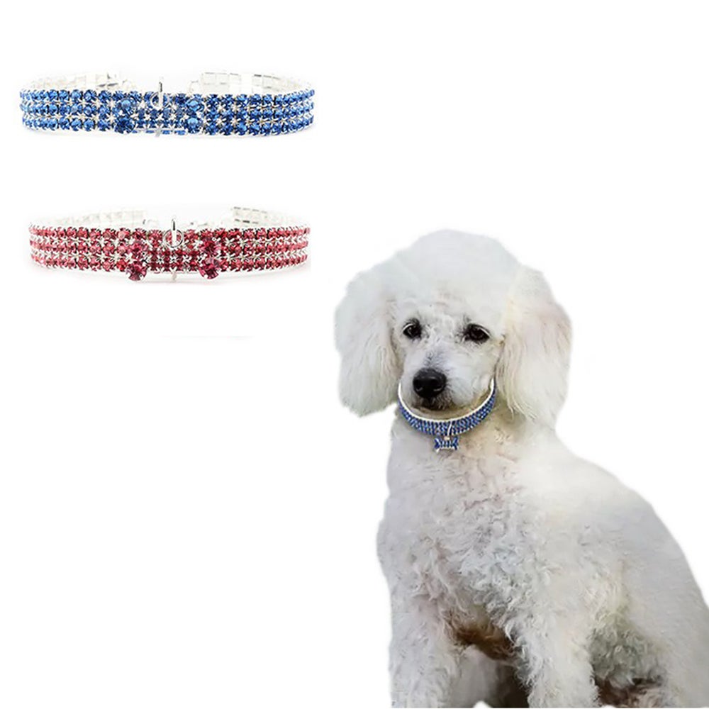 Pet Diamante Collar Bling Rhinestones Wedding Party Walking