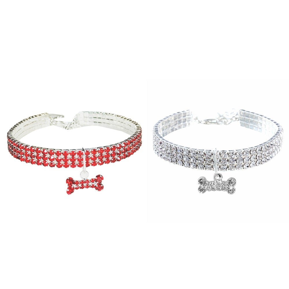 Pet Diamante Collar Bling Rhinestones Wedding Party Walking