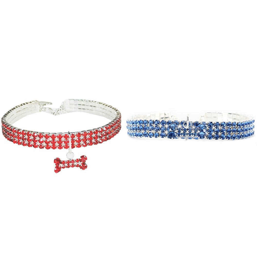 Pet Diamante Collar Bling Rhinestones Wedding Party Walking