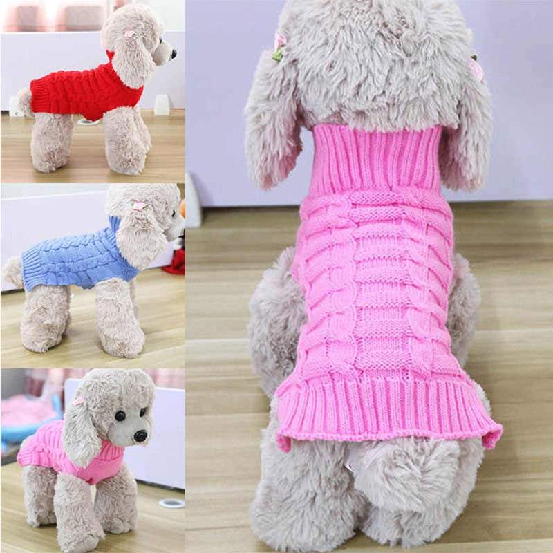 Dog Apparel Pet Sweater Winter Warm Knitted Clothes