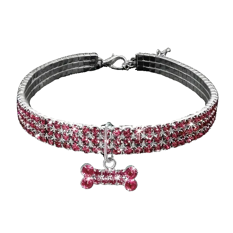 Pet Diamante Collar Bling Rhinestones Wedding Party Walking