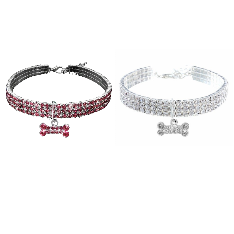 Pet Diamante Collar Bling Rhinestones Wedding Party Walking