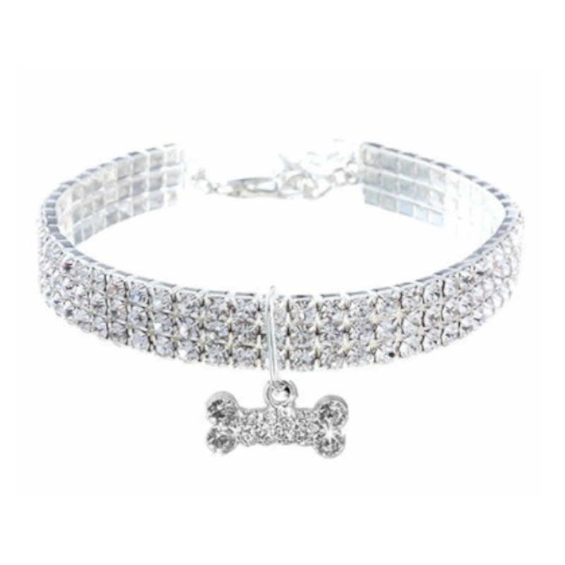 Pet Diamante Collar Bling Rhinestones Wedding Party Walking