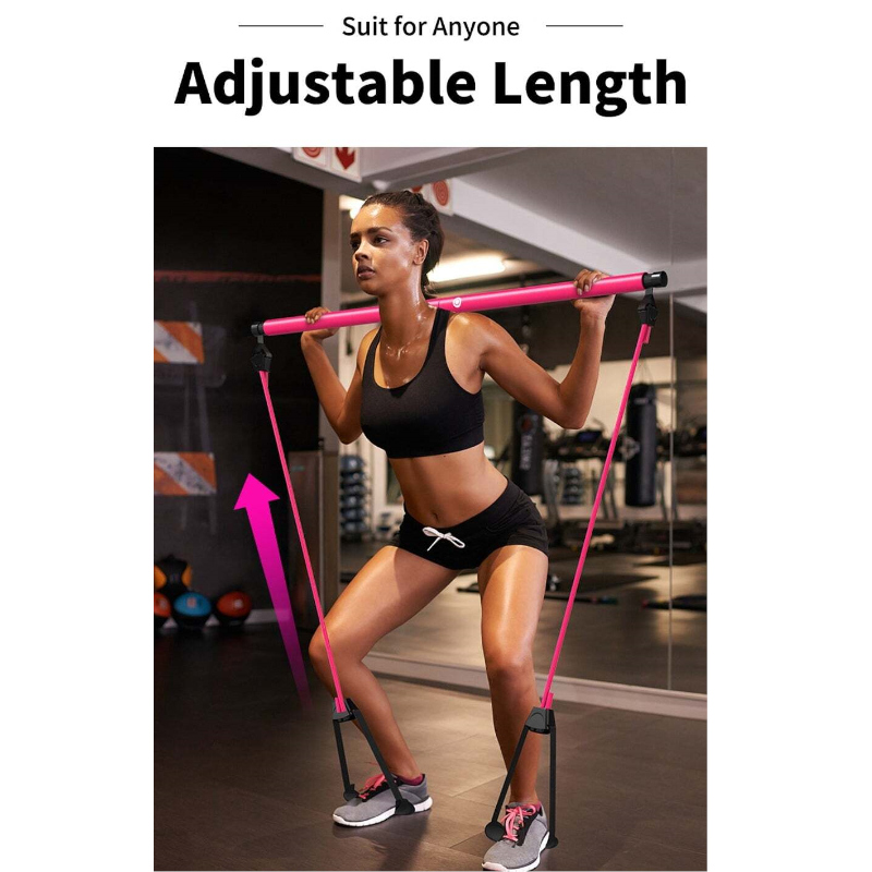 Pilates Bar Kit With Resistance Band Exercise Stick Toning Fitness Yoga Gym Body Workout