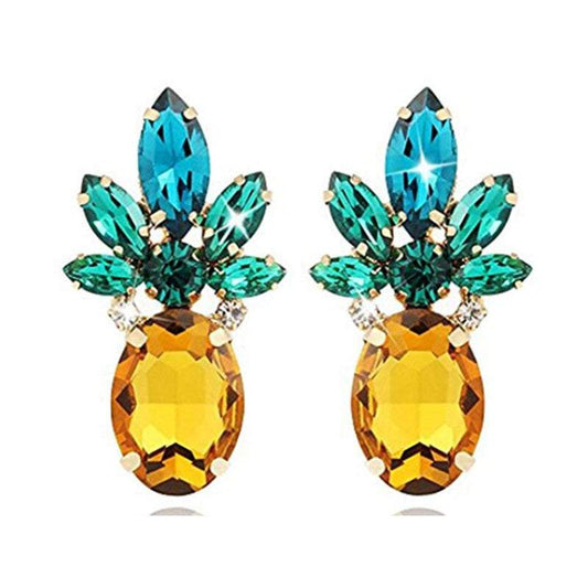 Veile Studios Earrings Pineapple Vibrant Colour Jewellery With Crystal Glass Beads