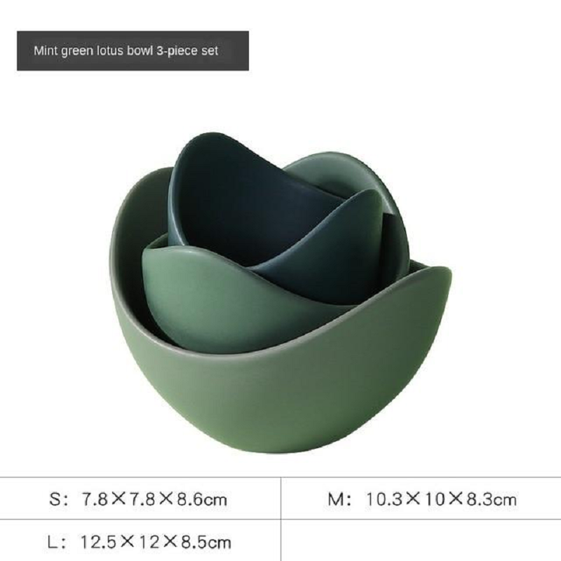 Pink Or Green Lotus Flower Design Ceramic Serving Bowls