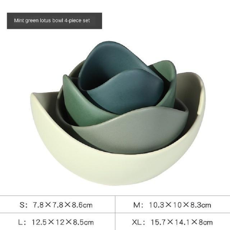 Pink Or Green Lotus Flower Design Ceramic Serving Bowls