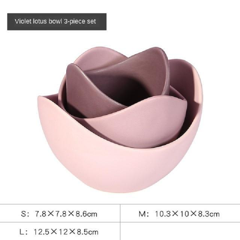 Pink Or Green Lotus Flower Design Ceramic Serving Bowls
