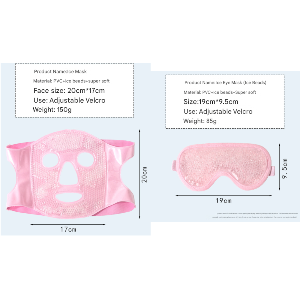 Pink Reusable Cooling Gel Bead Face Mask And Eye Set Soothing Therapy For Puffy Eyes Headaches Facial Relaxation