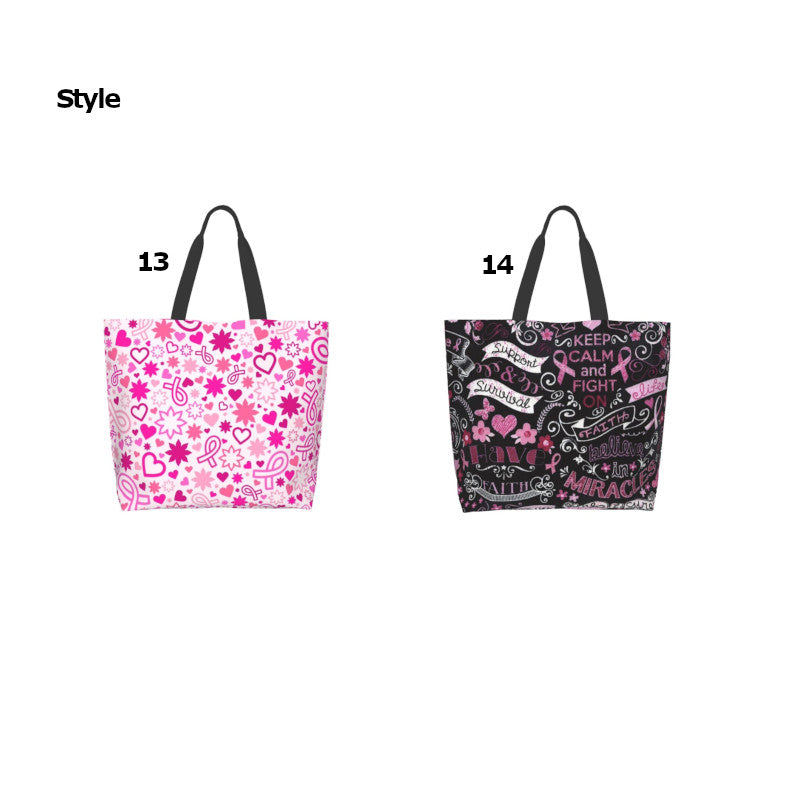 Pink Ribbon Breast Cancer Large Capacity Shopping Tote Bag