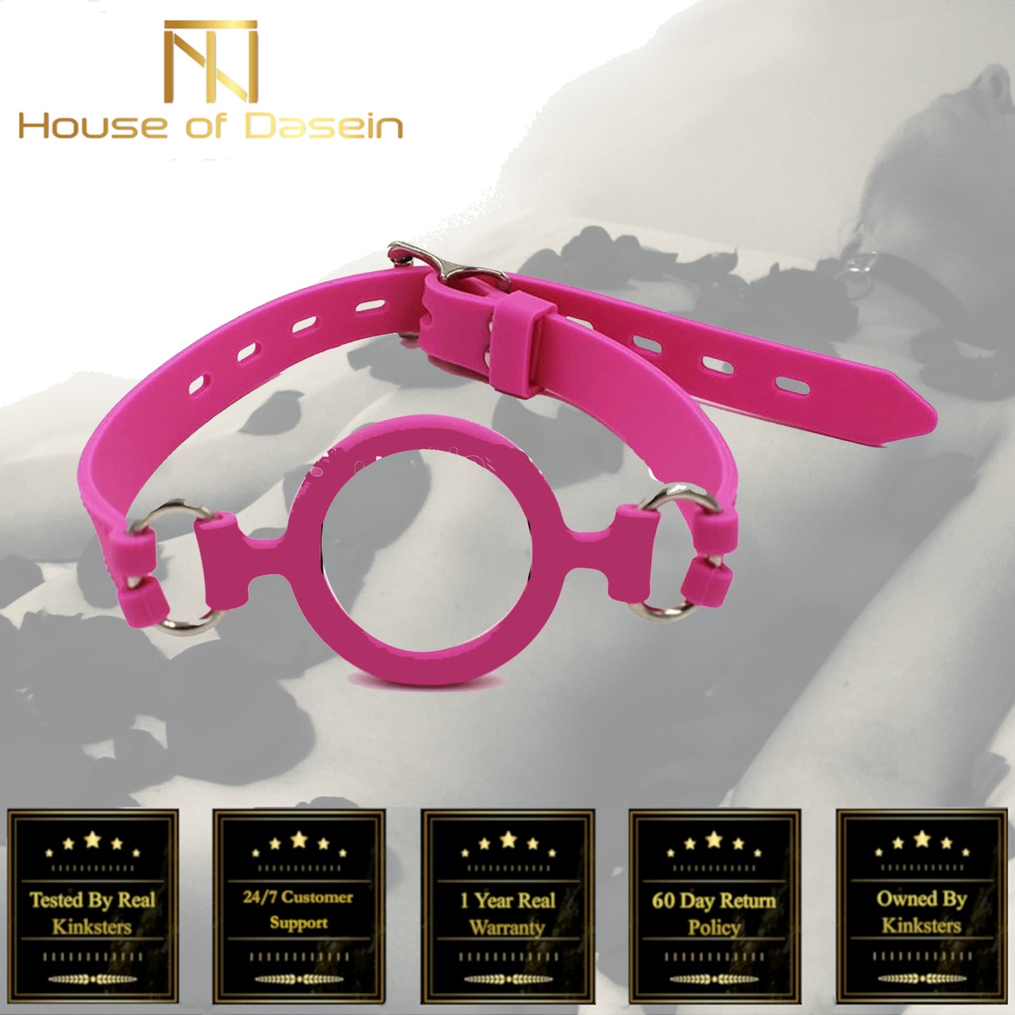 Pink Silicone Open Mouth Gag Oral Sex Ring Bdsm Bondage Restraints