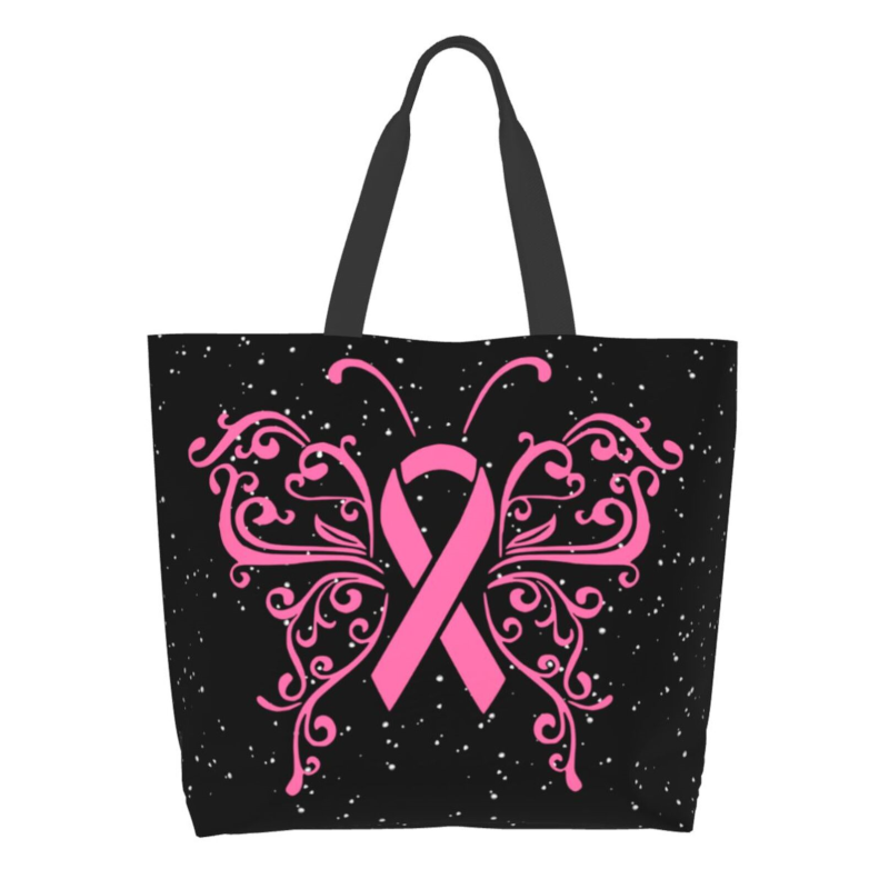 Pink Ribbon Breast Cancer Large Capacity Shopping Tote Bag