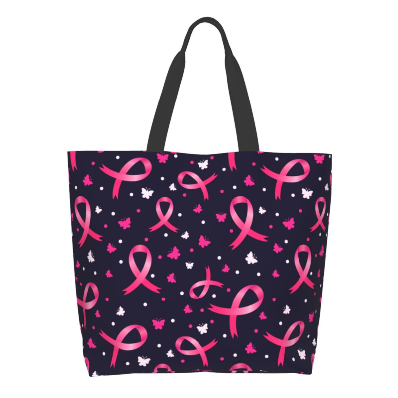 Pink Ribbon Breast Cancer Large Capacity Shopping Tote Bag