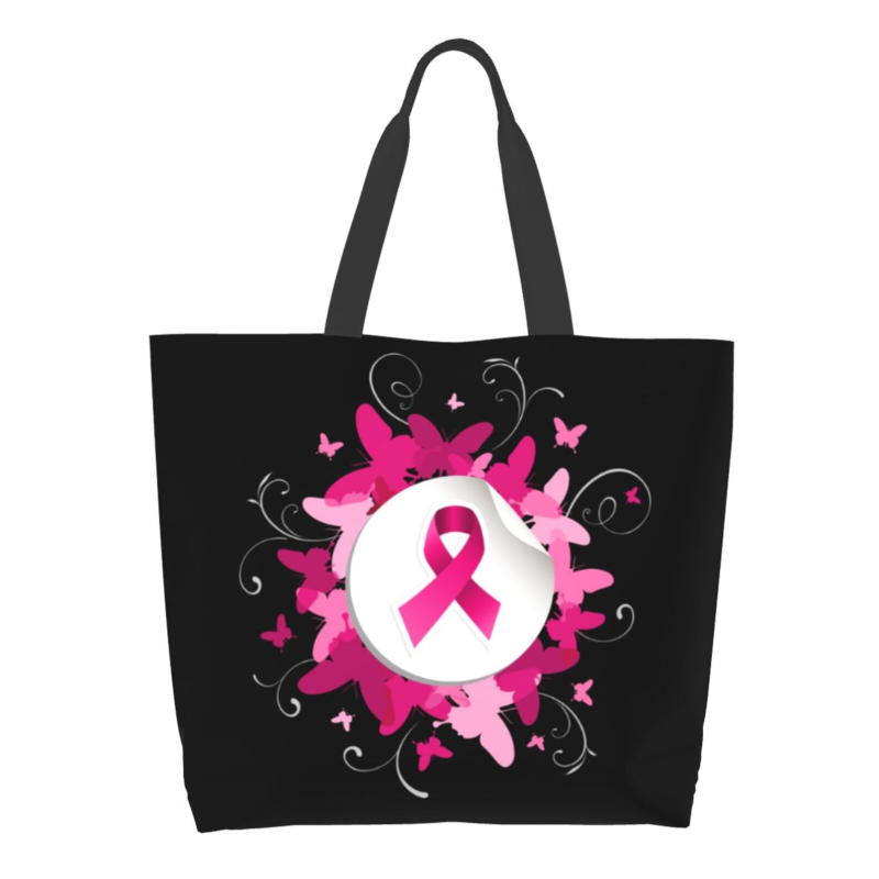 Pink Ribbon Breast Cancer Large Capacity Shopping Tote Bag
