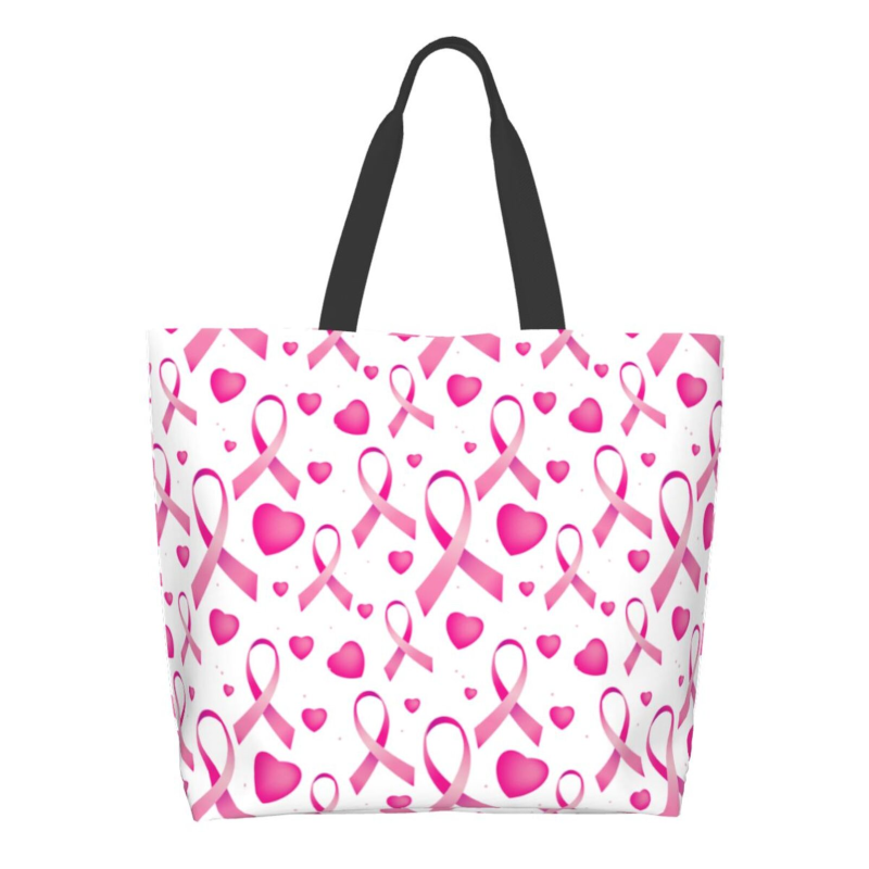 Pink Ribbon Breast Cancer Large Capacity Shopping Tote Bag